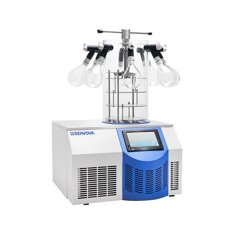 -60°C 3Kg 8-port Manifold Gland Type Benchtop Laboratory Freeze Dryer / Lyophilizer NovaDryer-BT104