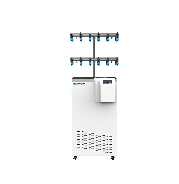 -90°C 24-port 12Kg T-Type Floor Standing Laboratory Freeze Dryer / Floor Standing Laboratory Lyophilizer NovaDryer-FD1200TE